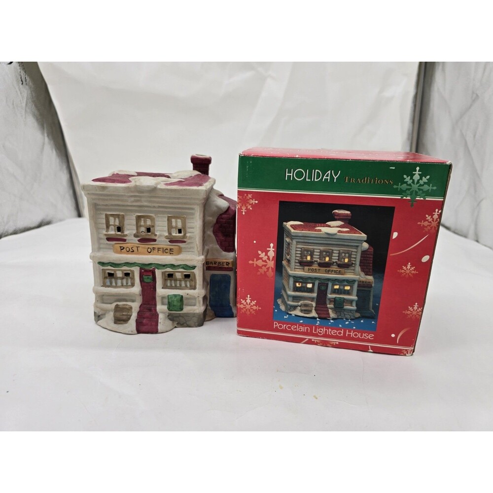 Vintage Holiday Traditions Porcelain House With Plug in Light Christmas Decor